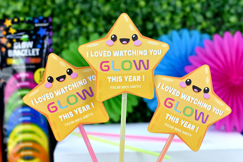student gift - star tags for glow sticks